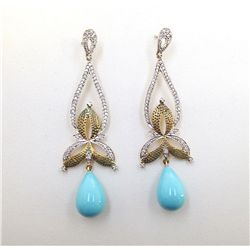 Sterling Silver .925 Vintage Turquoise Earrings