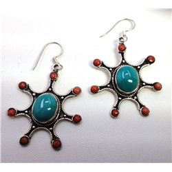 Sterling Silver .925 Vintage Turquoise Earrings