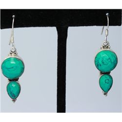 Sterling Silver .925 Vintage Turquoise Earrings