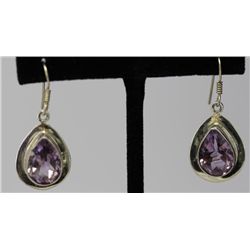 Sterling Silver .925 Vintage Amethyst Earrings