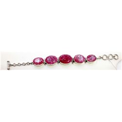 Sterling Silver .925 Pink Gem Bracelet