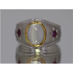 Sterling Silver .925 Moon Stone/Ruby Ring