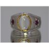 Image 1 : Sterling Silver .925 Moon Stone/Ruby Ring