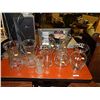 Image 1 : LOT OF CRYSTAL AND GLASS VASES & 2 WOOD CARS