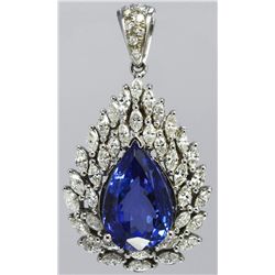 Nat Tanzanite AAA 14.00ct w/ Diamond Pendant and Chain