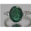 Image 1 : Natural Emerald w/ Diamond Ring