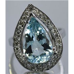 Nat Aquamarine 3.00ct w/ Diamond Ring