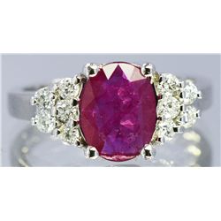 Nat Ruby 1.30ct w/ Diamond Ring