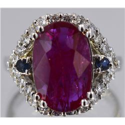 Nat Ruby 4.85ct w/ Diamond Ring