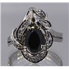 Image 1 : Black Diamond W/ White Diamond Flower Ring