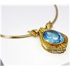 Image 2 : ANTIQUE/ESTATE Blue Topaz Slider Pendant on Omega Chain