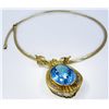 Image 3 : ANTIQUE/ESTATE Blue Topaz Slider Pendant on Omega Chain