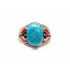 Image 1 : Sterling Silver .925 Turquoise w/ Red Coral Cuff Bangle