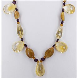 Citrine and Garnet Briolette Necklace