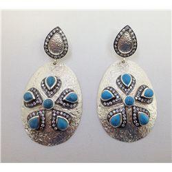 Sterling Silver .925 Vintage Turquoise Earrings