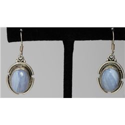 Sterling Silver .925 Vintage Blue Gem Stone Earrings