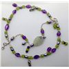 Image 1 : Sterling Silver .925 Peridot, Amethyst, Pearl Bracelet