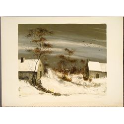 Fatima Signed Lithograph Art Winter Scene