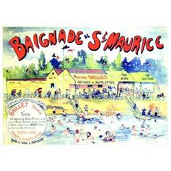 Baignade de St Morrice Maison Baillet. Aff. N.E. B.E. B + Dechirures dans les marges / Tears in t...