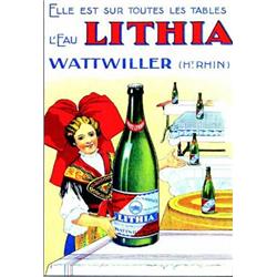 L'eau Lithia   Elle est sur toutes les tables. Wattwiller (Ht.Rhin)     Bahy   Mulhouse Carton pu...