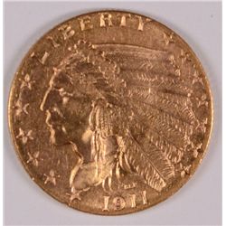 1911 $2.50 INDIAN GOLD, MS-63