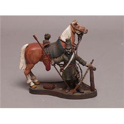 Painted Lead Calvary Horse & Rider 