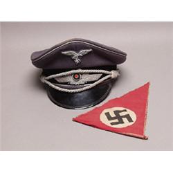 W.W. 2 German Luftwaffe Cap and a Nazi Cloth Badge