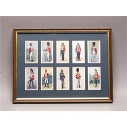 Framed Set of 10 military Figure Cigarette Cards