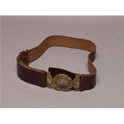 British Silver Inlaid Brass Buckle & Belt