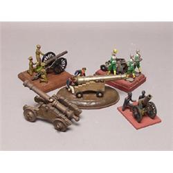 Five Painted Metal Artillery Items