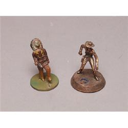 Metal Miniature Figures of a Cowboy & Indian 