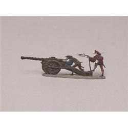 Painted Military Flat Metal Figure Group French Artillery 