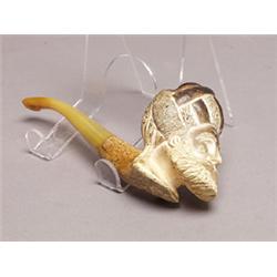Old Turks Head Meerschaum Pipe Amber Tip