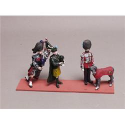 Group of Four British Figures Pipers 7 Mascot Painted Metal