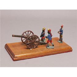 Four Piece British India Artillery Group Painted Metal