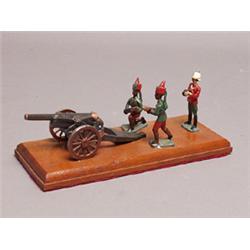 Four Piece British India Artillery Group Painted Metal