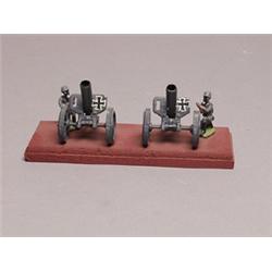 Four Piece German Mortar Group Painted Metal