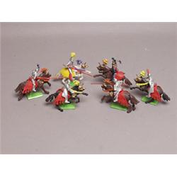 Group of Six Britains Deetail Mounted Knight Figures