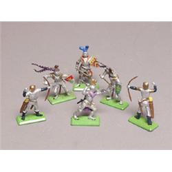 Group of Six Britains Deetail Knights on Foot