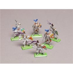 Group of Six Britains Deetail Knights on Foot