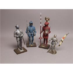 Four Painted Plastic Knights in Armour