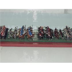 Figural Battle Group Approx 400 Painted Metal Figures in Glass Case