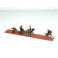 6 Figures Painted Metal British Group Gun Carriage