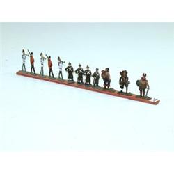 Twelve Painted Metal Miniature Figures