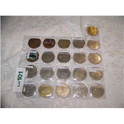 LOT OF TWENTY ONE COLLECTIBLE CASINO TOKENS