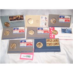 (8X$) AMERICAN BICENTENNIAL COMMEMORATIVE MEDALS & STAMPS