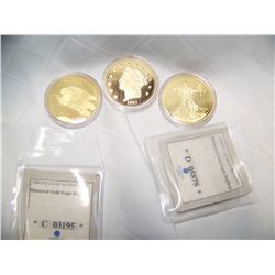 (3X$) 24K GOLD LAYERED 20 DOLLAR DOUBLE EAGLE SPECIMENS