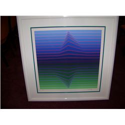 VICTOR VASARELY LIMITED EDITION SERIGRAPH ON PAPER. #293/300. CUSTOM FRAMED