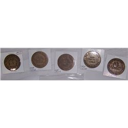 (5X$) OLD WESTERN "GOOD TIME" TOKENS RARE