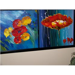 PAIR OF STUNNING OIL ON CANVAS PAINTING, IN THE MANNER OF MANNER OF PETER MAX